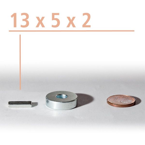Magnet, rechteckig, 13mm x 5 mm x 2