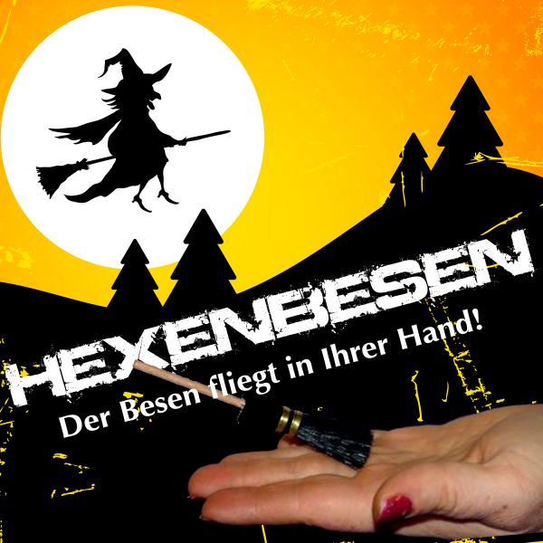 Zaubertrick Hexenbesen. Der Besen fliegt auf Ihrer Hand.