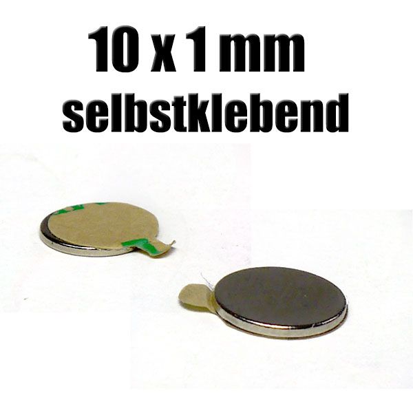 Magnet 10 x 1 mm selbstklebend Zauberzubehör