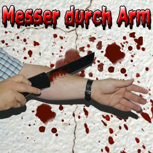 Messer durch Arm Zaubertrick Bühne